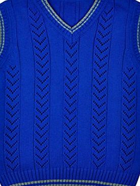 Tuzama [Great sale] Tuzama Kids Boys Vest Sweater Knitting Pattern V Neck Waistcoat Blue 4-5 years